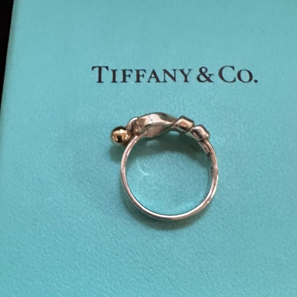 Tiffany & Co. Love Knot Hook and Eye Ring 18K Gold, Sterling - Picture 6 of 10